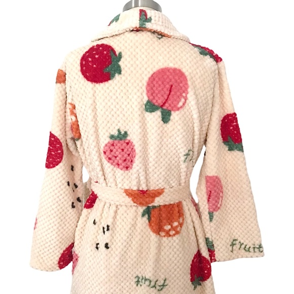 Graphic Plush Robe with Strawberries, Fruits NWOT - Picture 6 of 6